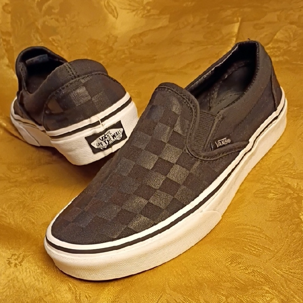 VANS Checkered Slip-On Black/Black Size Women's 6.0 Men's 4.5  Shoes